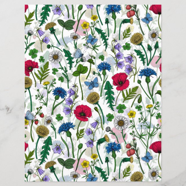 Lámina Flores silvestres en blanco roto (Anverso)