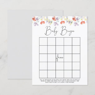 Lámina Flores silvestres Juego de bingo para ducha bebé