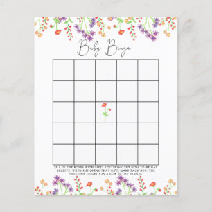 Lámina Flores silvestres Juego de bingo para ducha bebé