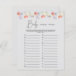 Lámina Flores silvestres Juego de carreras de nombres de 