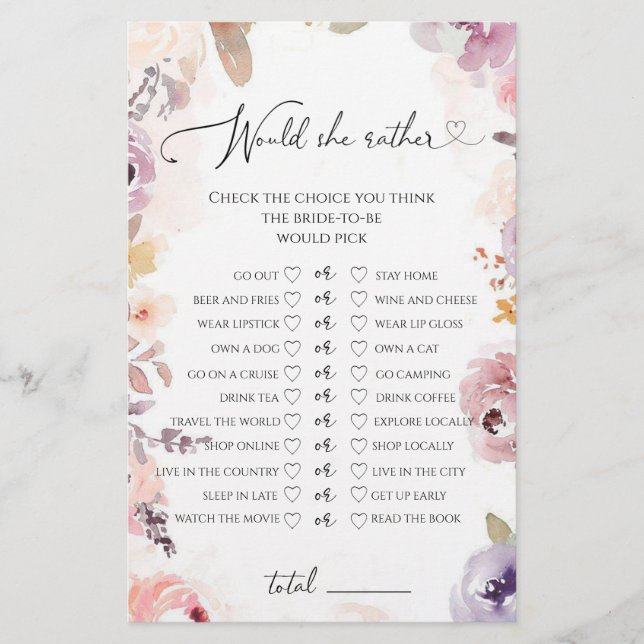 Lámina Flores silvestres Prefiere un juego de ducha de no (Anverso)