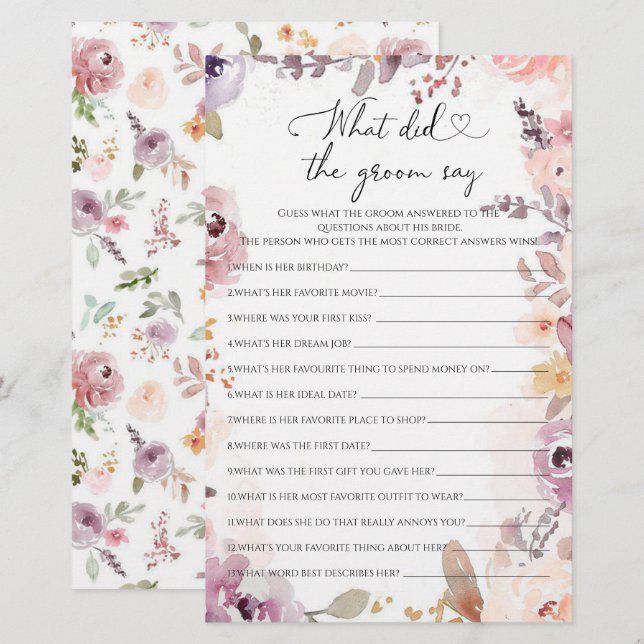 Lámina Flores silvestres ¿Qué dijo el novio de la ducha d (Anverso / Reverso)