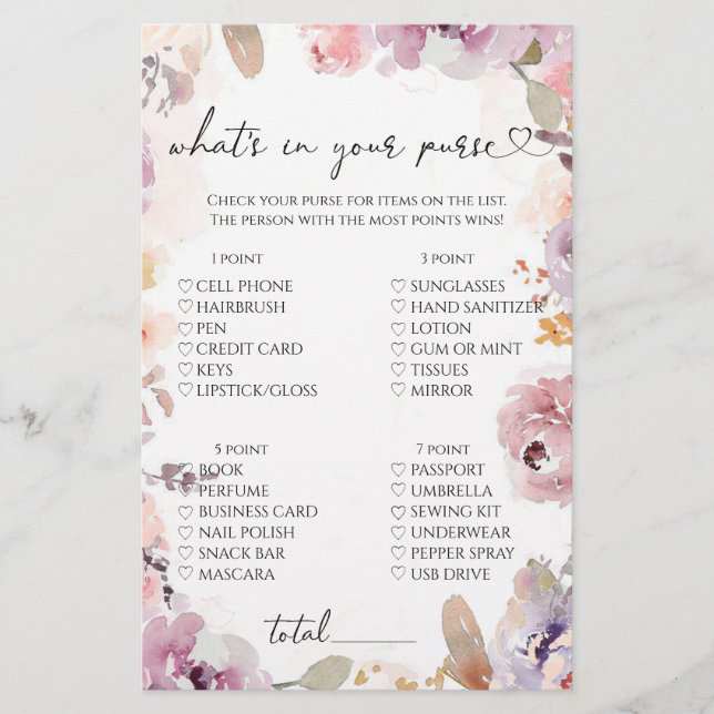 Lámina Flores silvestres qué hay en tu juego de bolsos (Anverso)