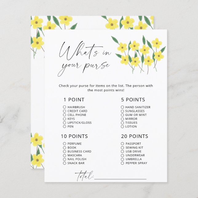 Lámina Flores silvestres ¿Qué hay en tu juego de bolsos? (Anverso / Reverso)