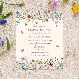 Lámina Flores silvestres y mariposas de presupuesto ducha