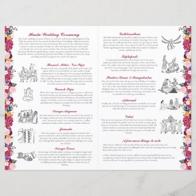 Lámina Flores tropicales y deja ceremonia de Boda hindú (Reverso)