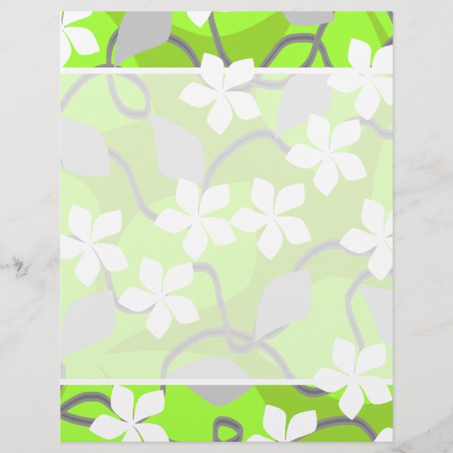 Lámina Flores verdes y blancas. Patrón floral. (Anverso)