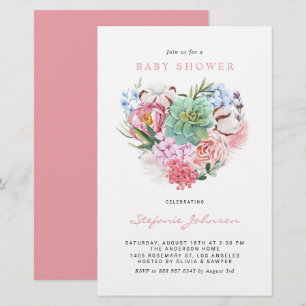 Lámina Flores y exitosa invitación de Baby Shower al cora
