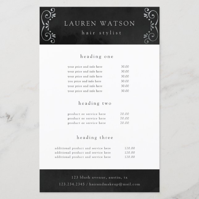 Lámina florido servicio de plata de seda negra y volante  (Anverso)