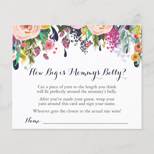 Lámina Flower Baby Shower: ¿Qué tan grande es el juego de (Anverso)