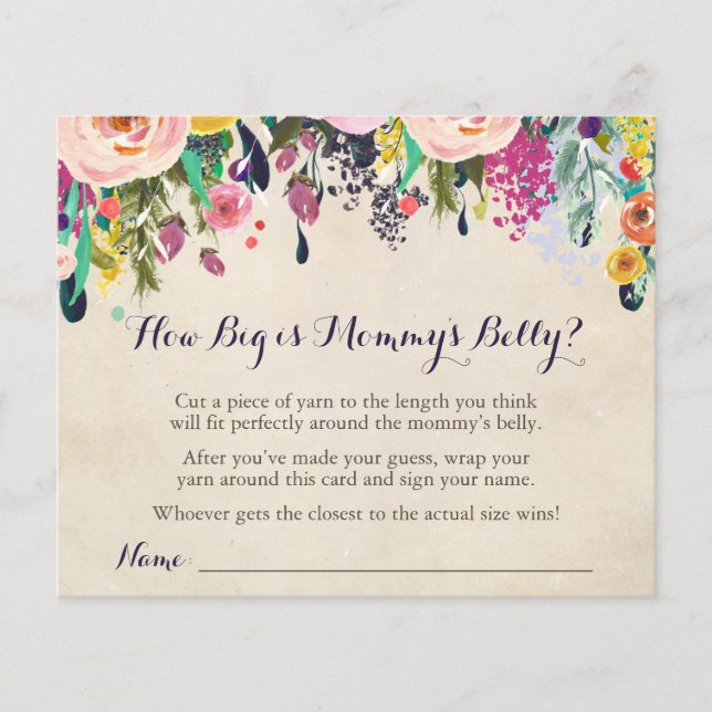 Lámina Flower Baby Shower: ¿Qué tan grande es el juego de (Anverso)