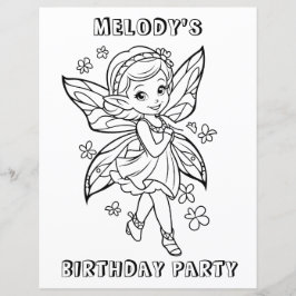 Lámina Flower fairy birthday party coloring activity 