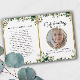 Lámina Foliage Greenery Photo Celebration of Life Program