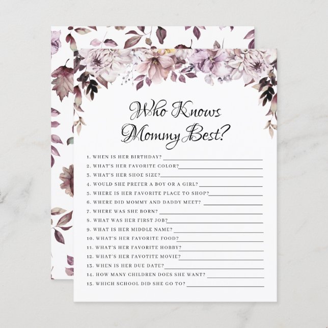 Lámina Foliage morado que conoce juegos de mami (Anverso / Reverso)