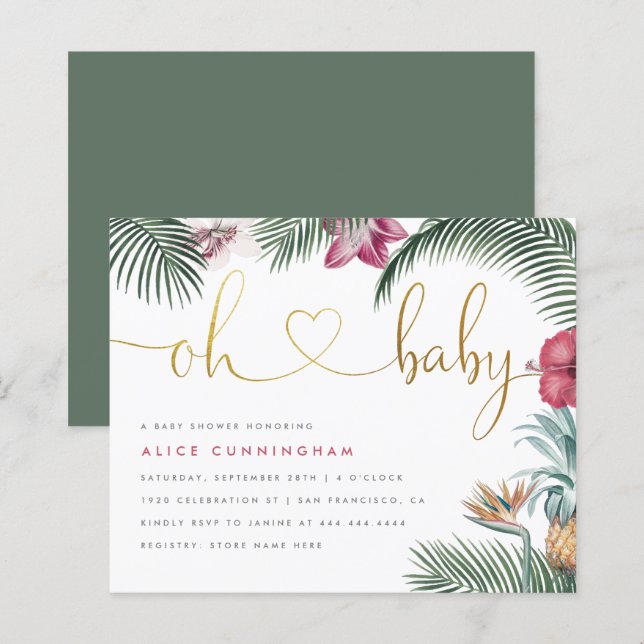 Lámina Foliage tropical presupuestal Oh Baby Gold Baby Sh (Anverso / Reverso)