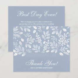Lámina Foliage White Script Dusty Blue Gracias