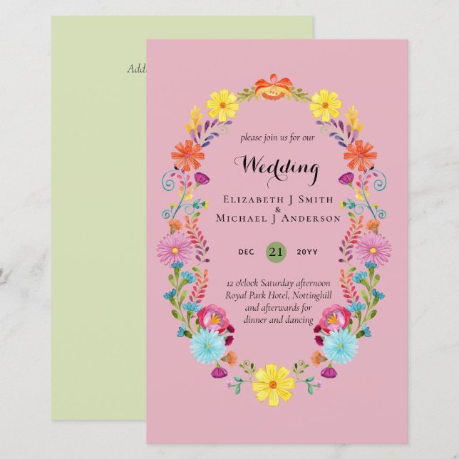 Lámina Folkart Flower Fiesta Wedting Boda (Anverso / Reverso)