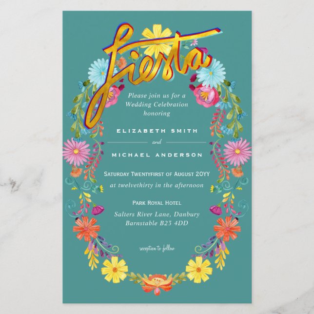 Lámina Folkart Flower Fiesta Wedting Boda (Anverso)