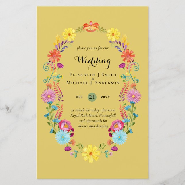 Lámina Folkart Flower Fiesta Wedting Boda (Anverso)