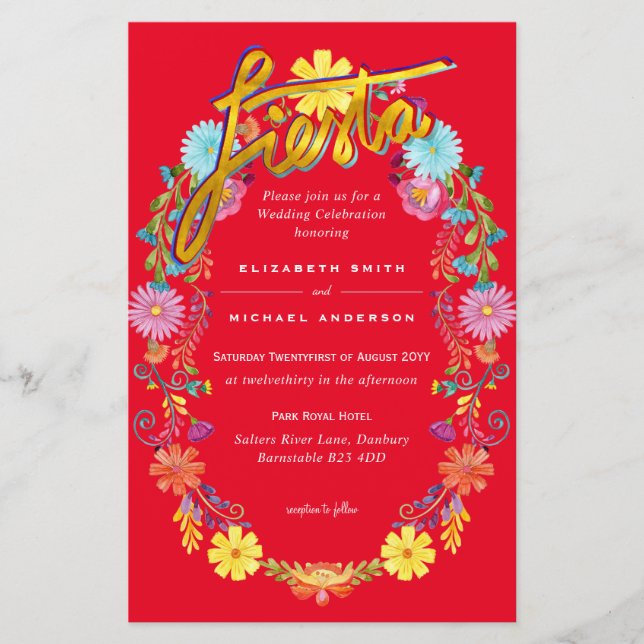 Lámina Folkart Flower Fiesta Wedting Boda (Anverso)