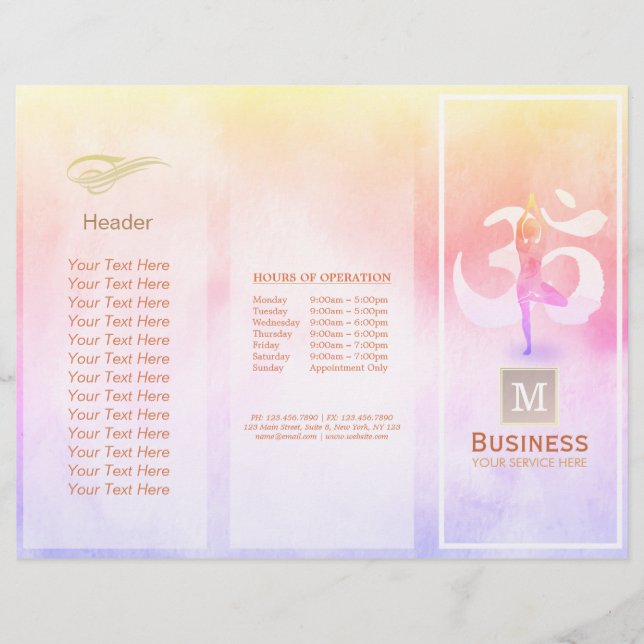 Lámina Folletos de Masaje de Yoga Tri-Fold Meditación Pos (Anverso)