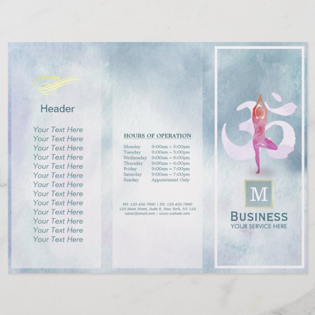 Lámina Folletos de Masaje de Yoga Tri-Fold Meditación Pos (Anverso)