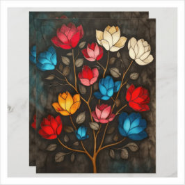 Lámina Fondo de álbum de recortes floral vintage Art Nouv