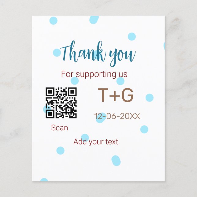 Lámina Fondo de luna de miel Agregar código Q R nombre de (Anverso)