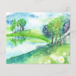 Lámina Fondo de recortes del paisaje de estanque acuático