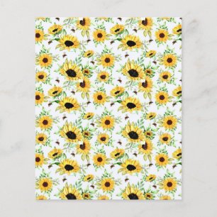 Lámina Fondo de scrapbook de girasoles y abejas