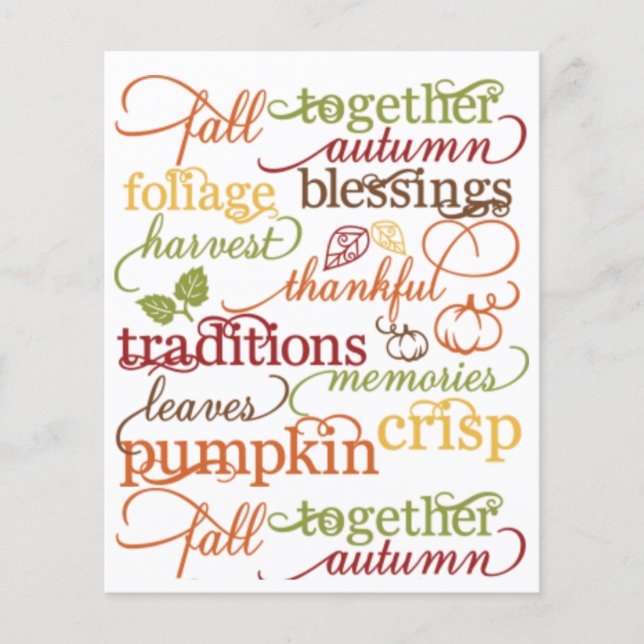 Lámina Fondo de scrapbook de palabras de otoño (Anverso)