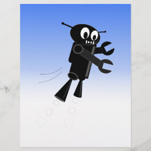 Lámina Fondo del cielo azul del robot volador negro