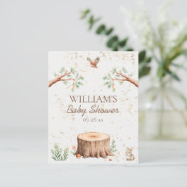 Lámina Fondo personalizado para baby shower Boho Woodland