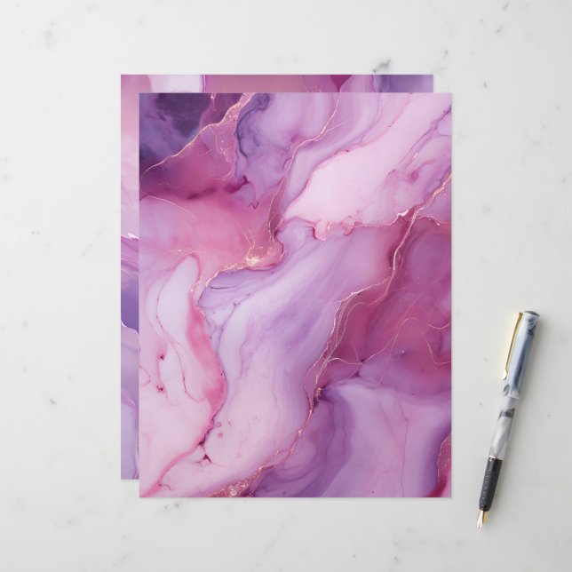 Lámina Fondos de papel de cuadernillo de mármol rosa y mo (Anverso/Reverso In Situ)
