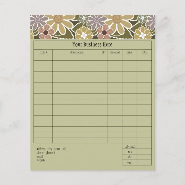 Lámina Forma de pedido pequeño de Fun Florals (Anverso)