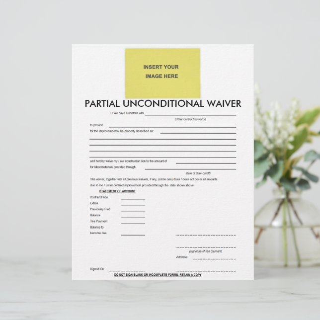 Lámina Formulario de exención parcial e incondicional en  (Anverso de pie)