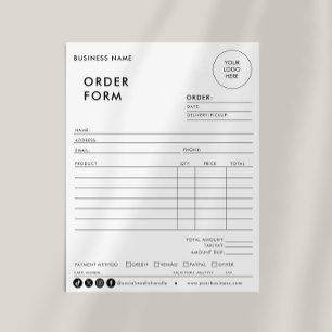 Lámina Formulario de pedido de negocio formal simple y mo