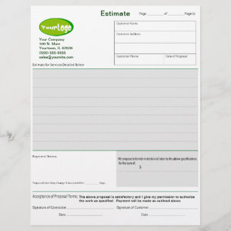 Lámina Formularios de propuesta de trabajo / presupuesto 