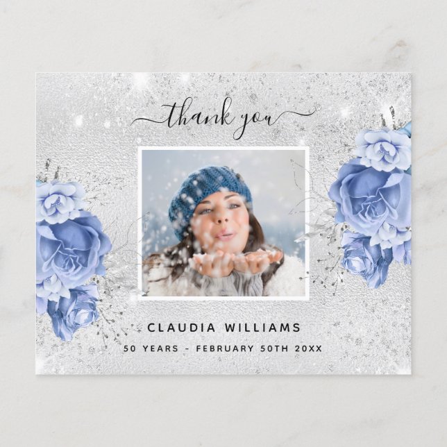 Lámina Foto azul de plata de cumpleaños de presupuesto, g (Reverso)