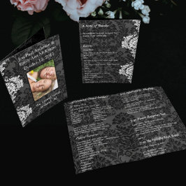 Lámina Foto Boda Damasco Negro Gris y Blanco Plegado