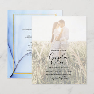 Lámina FOTO BODA INVITACIÓN DE LA Marina Oro Azul Tinta L