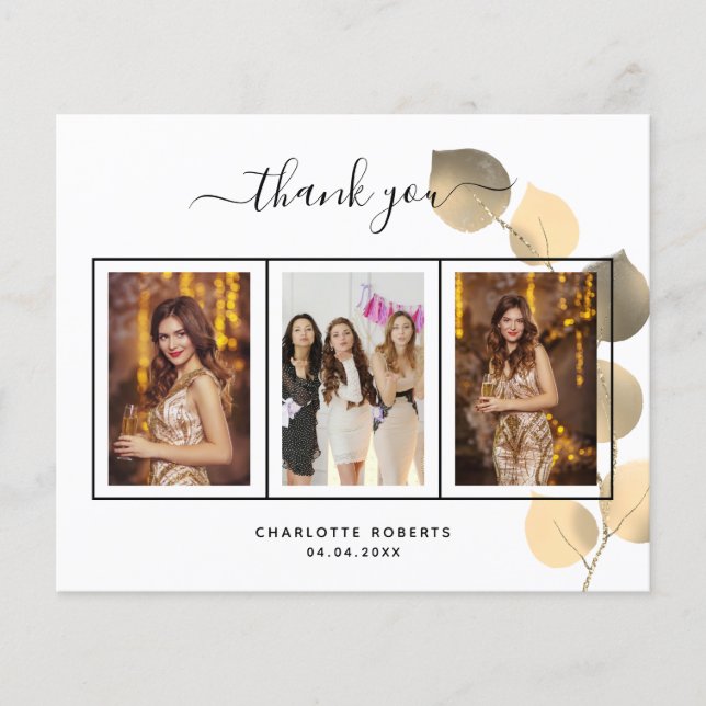 Lámina Foto de agradecimiento de eucalipto cumpleaños pre (Anverso)