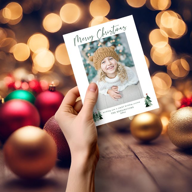 Lámina Foto de árboles navideños Minimalistas y modernos  (Budget Minimalist Modern Christmas Trees Photo Card)