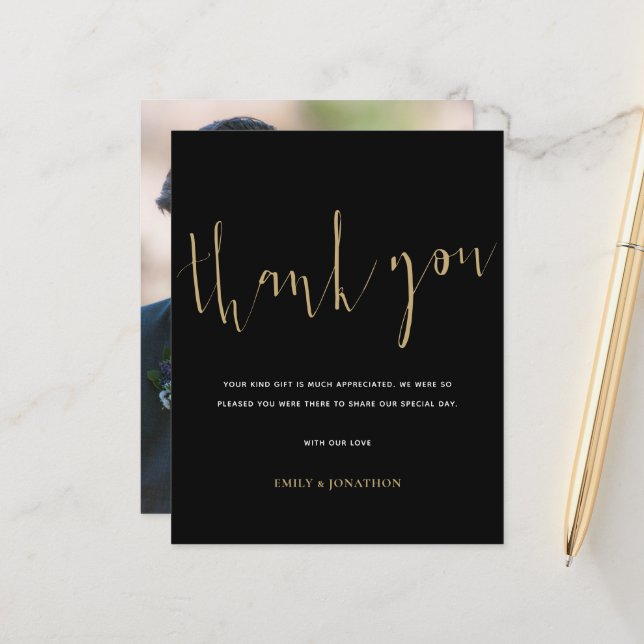 Lámina Foto de caligrafía presupuestaria Boda negro de or (Anverso/Reverso In Situ)