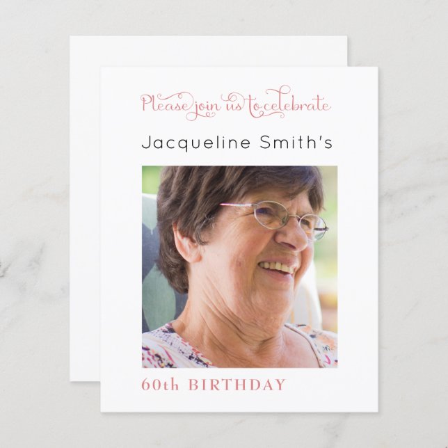 Lámina Foto de cumpleaños Rosado de Rubor (Anverso / Reverso)