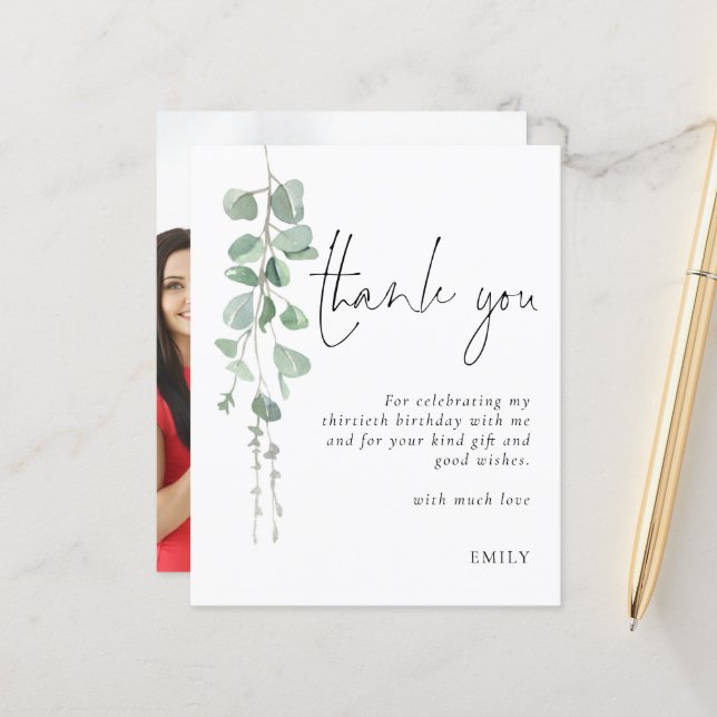 Lámina Foto de eucalipto 30 cumpleaños gracias (Anverso/Reverso In Situ)