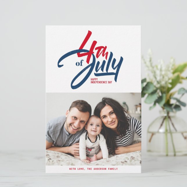 Lámina Foto de Feliz Día de la Independencia Roja, Blanca (Anverso de pie)