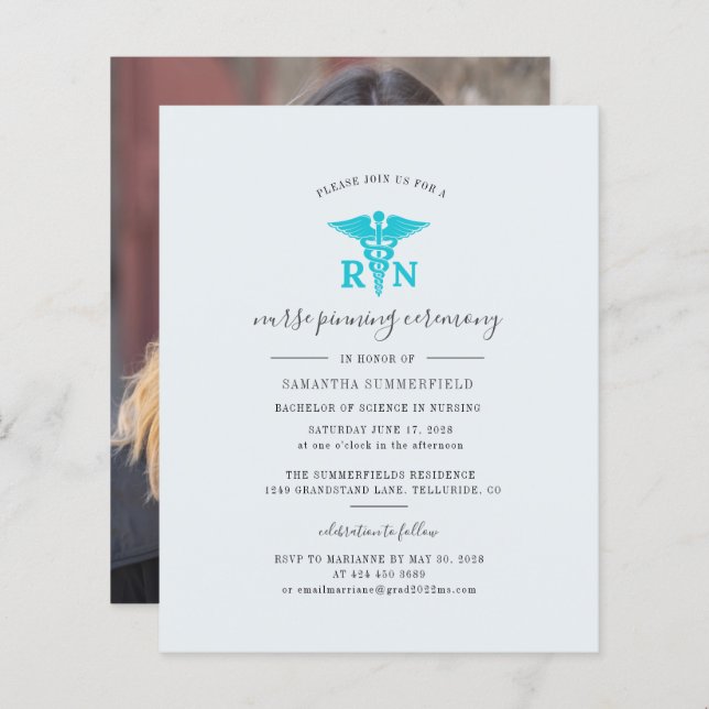 Lámina Foto de graduación Invitación a posteo de enfermer (Anverso / Reverso)