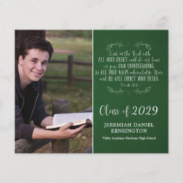 Lámina Foto de graduación verde cristiana contra presupue