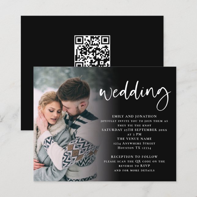 Lámina Foto de guión de presupuesto Código QR Invitación  (Anverso / Reverso)